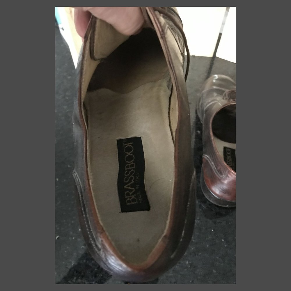 Vintage Brass Boot Men's Brown Leather Dress Derby Cap Toe Shoe Italy, Size 11 - Picture 6 of 11